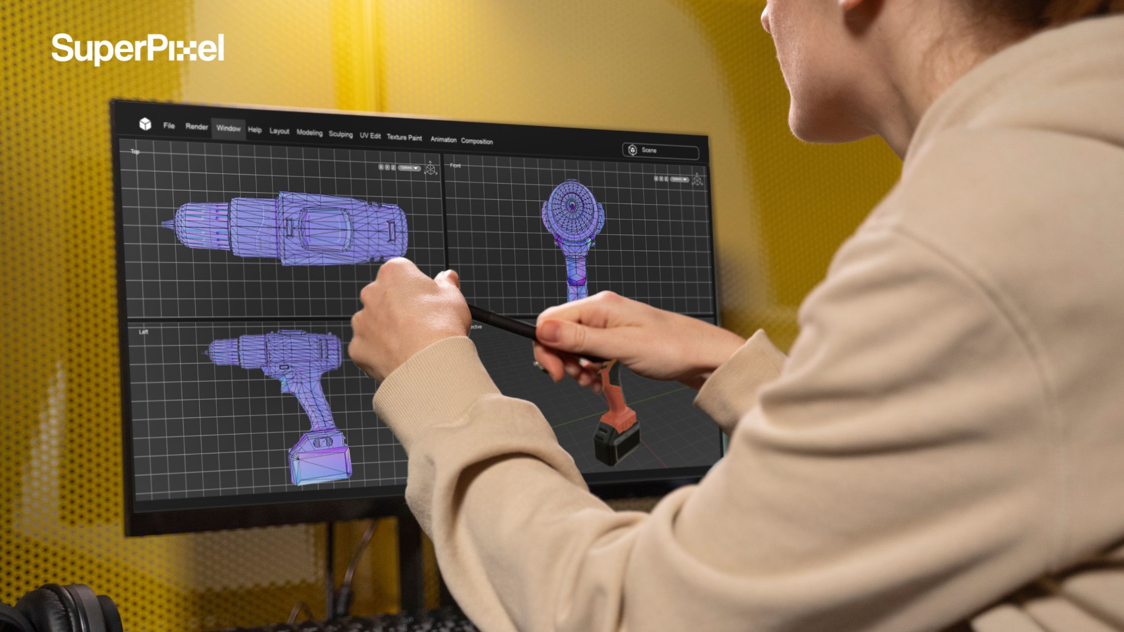 Person working on animation porject